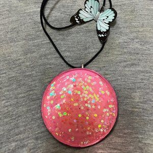 Impactful Round Glittery Round Unique Rare One of a Kind Handmade Necklace